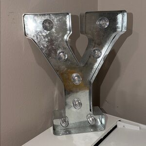 Silver Metal Letter Y with Lights